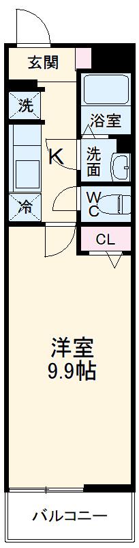 リブリ・R.HATOGAYA(1K/1階)の間取り写真