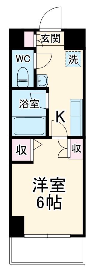 ローテンブルク(1K/4階)の間取り写真
