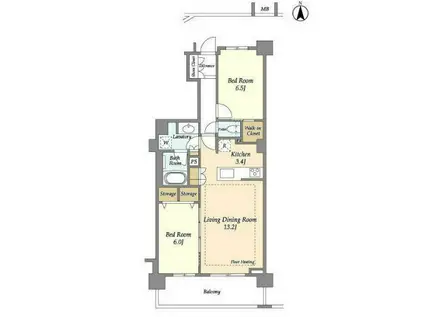 ブランズ川口本町(2LDK/5階)の間取り写真