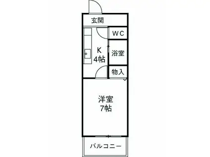 サニーコートⅡ(1K/4階)の間取り写真