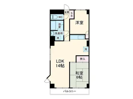 プレジール井山(2LDK/2階)の間取り写真