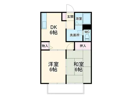 ディアスK(2DK/2階)の間取り写真