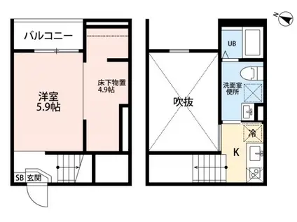 FORCE高畑(1K/2階)の間取り写真