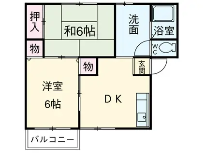 ルミエール阪本(2DK/2階)の間取り写真