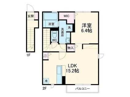 京和風学戸(1LDK/2階)の間取り写真