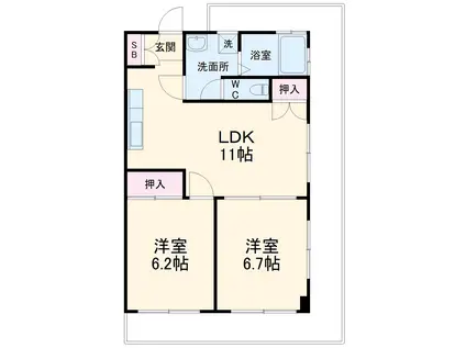 第7池田マンション(2LDK/4階)の間取り写真