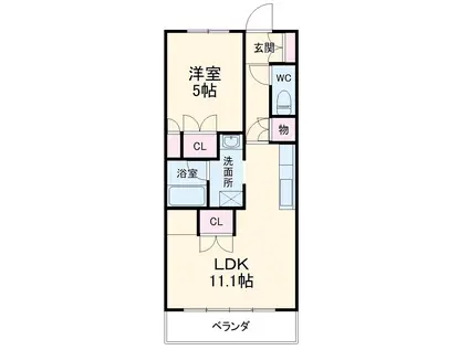 ミハマシティ検見川浜(1LDK/3階)の間取り写真