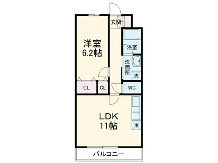 ビゴラス幸心(1LDK/3階)の間取り写真