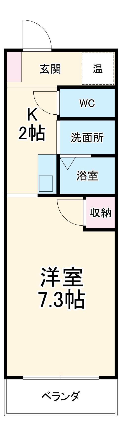 スカイコート大和(1K/1階)の間取り写真