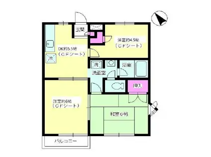 湘南唐ヶ原ハイム(3DK/2階)の間取り写真