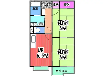 ハイツラム(2DK/2階)の間取り写真