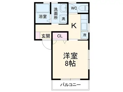 メルベーユエスト(1K/1階)の間取り写真