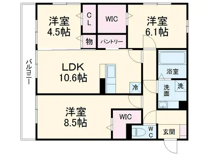 グランディア(3LDK/2階)の間取り写真