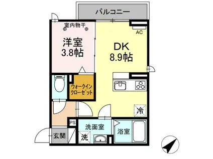 ONE UNIVERSITY PLACE(1DK/3階)の間取り写真