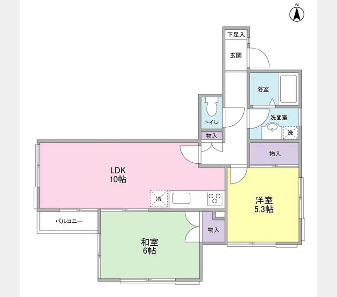 フェリースSEYA(2LDK/2階)の間取り写真