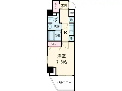 GENOVIA荻窪SKYGARDEN(1K/4階)の間取り写真