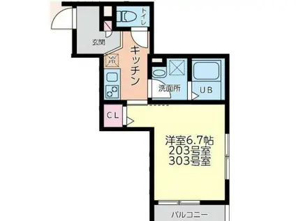 エル・ソフィア(1K/3階)の間取り写真