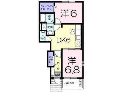 ラフレシールⅠ(2DK/1階)の間取り写真