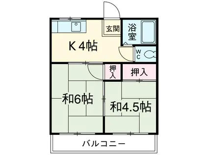 コーポ石崎(2K/2階)の間取り写真