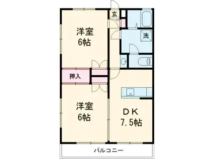 ハイツ蓮見(2DK/1階)の間取り写真