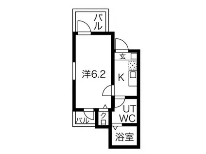 LARGO竹ノ塚(1K/2階)の間取り写真
