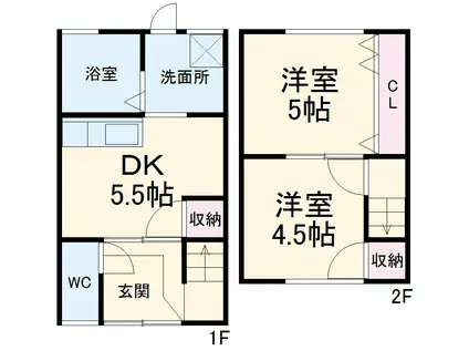 丸米アパート(2DK)の間取り写真