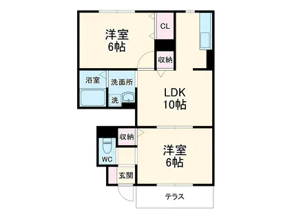 グランドソレーユ(2LDK/1階)の間取り写真