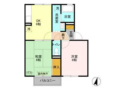 タントミール B棟(2DK/2階)の間取り写真