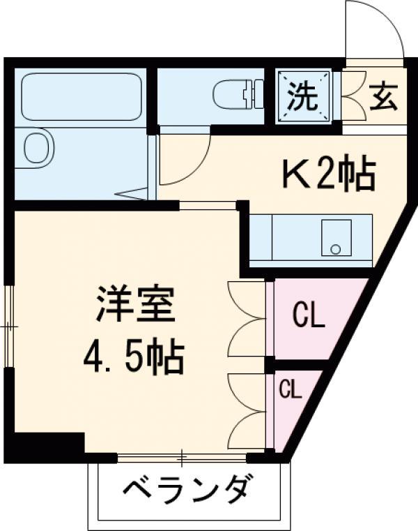 ルーブル学芸大学(1K/5階)の間取り写真