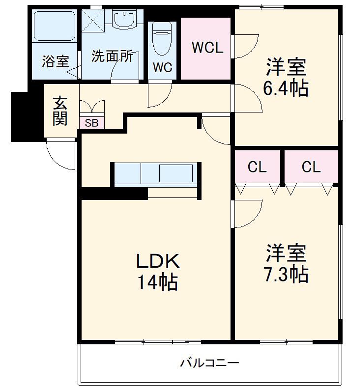 アレグリア(2LDK/2階)の間取り写真