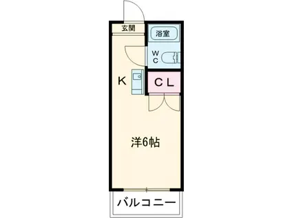 ハイツニュータカバ(ワンルーム/1階)の間取り写真