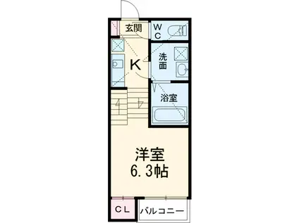 ハーモニーテラス十番Ⅱ(1K/2階)の間取り写真