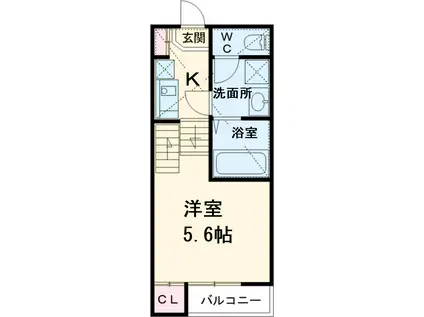ハーモニーテラス山王Ⅱ(1K/2階)の間取り写真