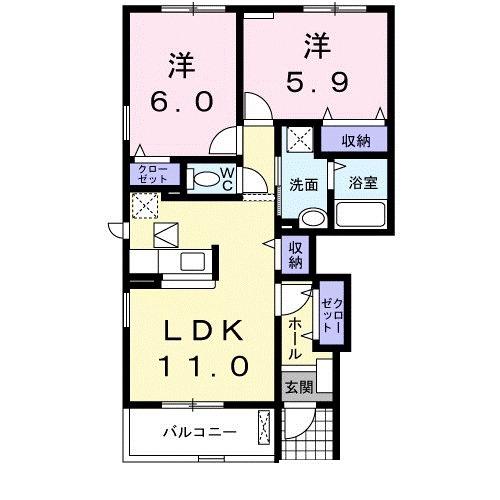 サニーコート2(2LDK/1階)の間取り写真