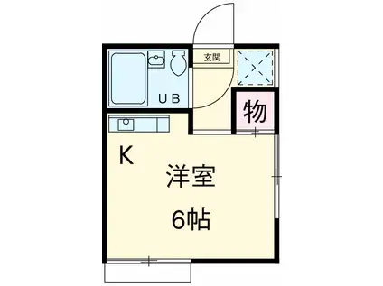 岡部グリーン(ワンルーム/2階)の間取り写真