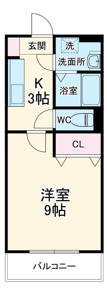 ミルフィーユ(1K/3階)の間取り写真