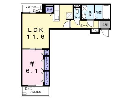 フレスクーラ(1LDK/1階)の間取り写真