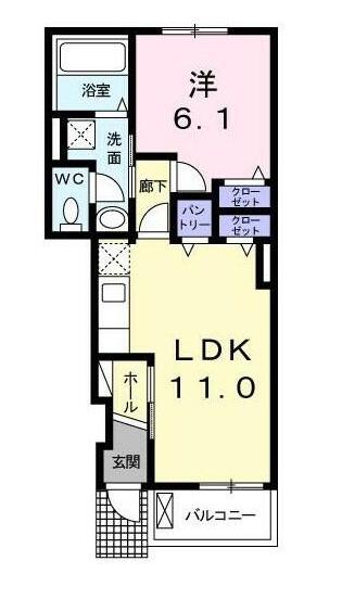 グリーンテラス9(1LDK/1階)の間取り写真