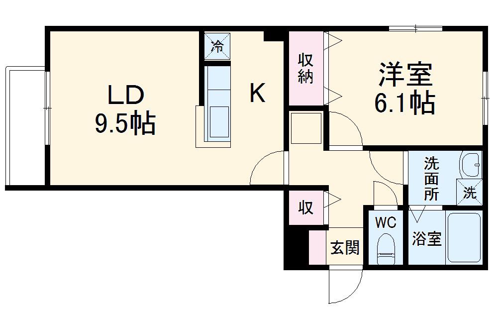 ハウス寺尾台(1LDK/1階)の間取り写真