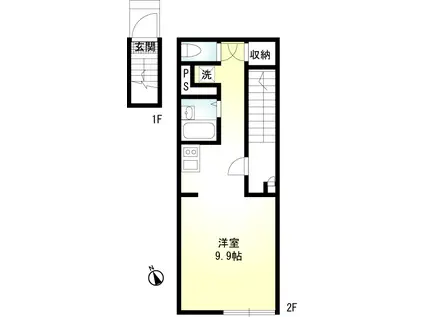 エスタシオン大成(ワンルーム/2階)の間取り写真