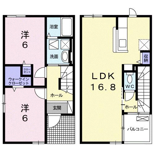 エレガント(2LDK/1階)の間取り写真