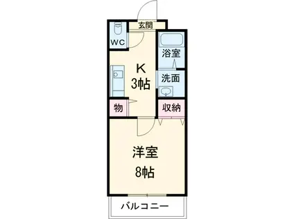 アラニⅡ(1K/3階)の間取り写真