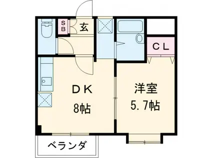 エスポワール21(1DK/2階)の間取り写真