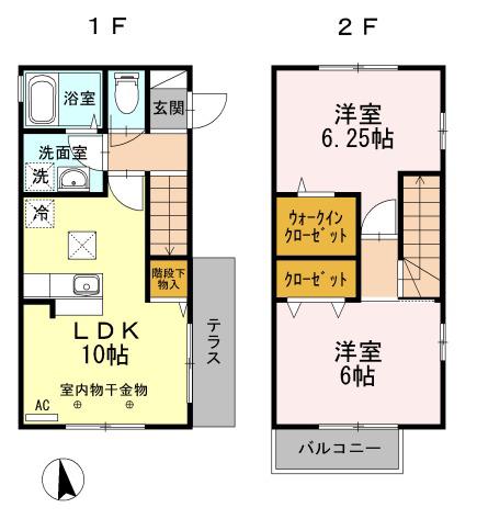 東京都新宿線 篠崎駅 徒歩32分 2階建 築13年(2LDK)の間取り写真