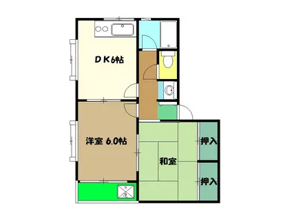 ツインコーポ(2DK/1階)の間取り写真