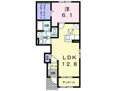 グランデールⅡ(1LDK/1階)の間取り写真