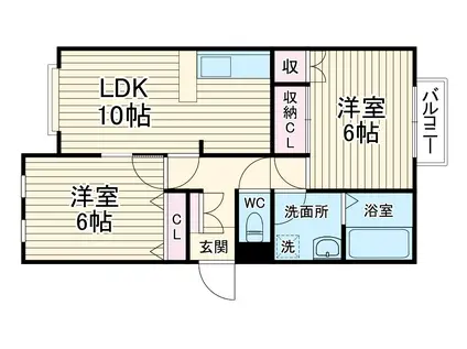 ハウスエムアンドアイD(2LDK/2階)の間取り写真