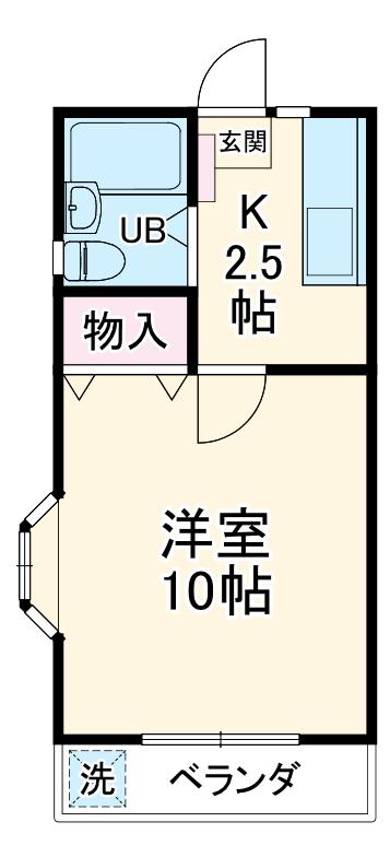 コーポニシベ(1K/3階)の間取り写真