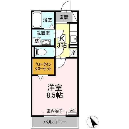 オリーブガーデン(1K/2階)の間取り写真