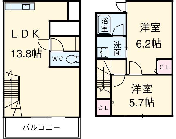 ラ・カーサ　コンテンタ(2LDK)の間取り写真